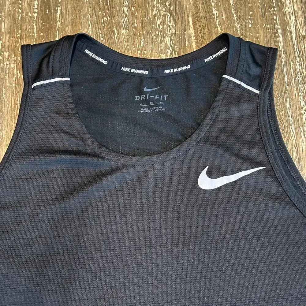 Nike Dri-Fit Miler Performance Running Tank Top Sleeveless Black Men’s Size XL
